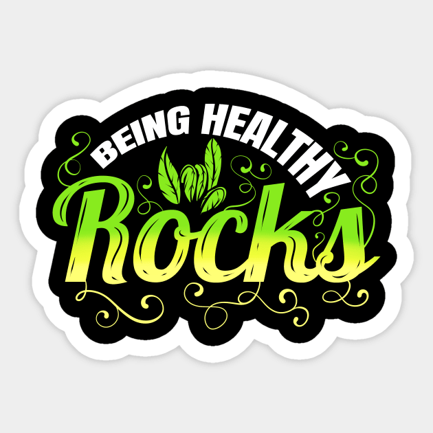 Vegetarian Pun - Being Healthy Rocks - Go Vegan Sticker by SinBle